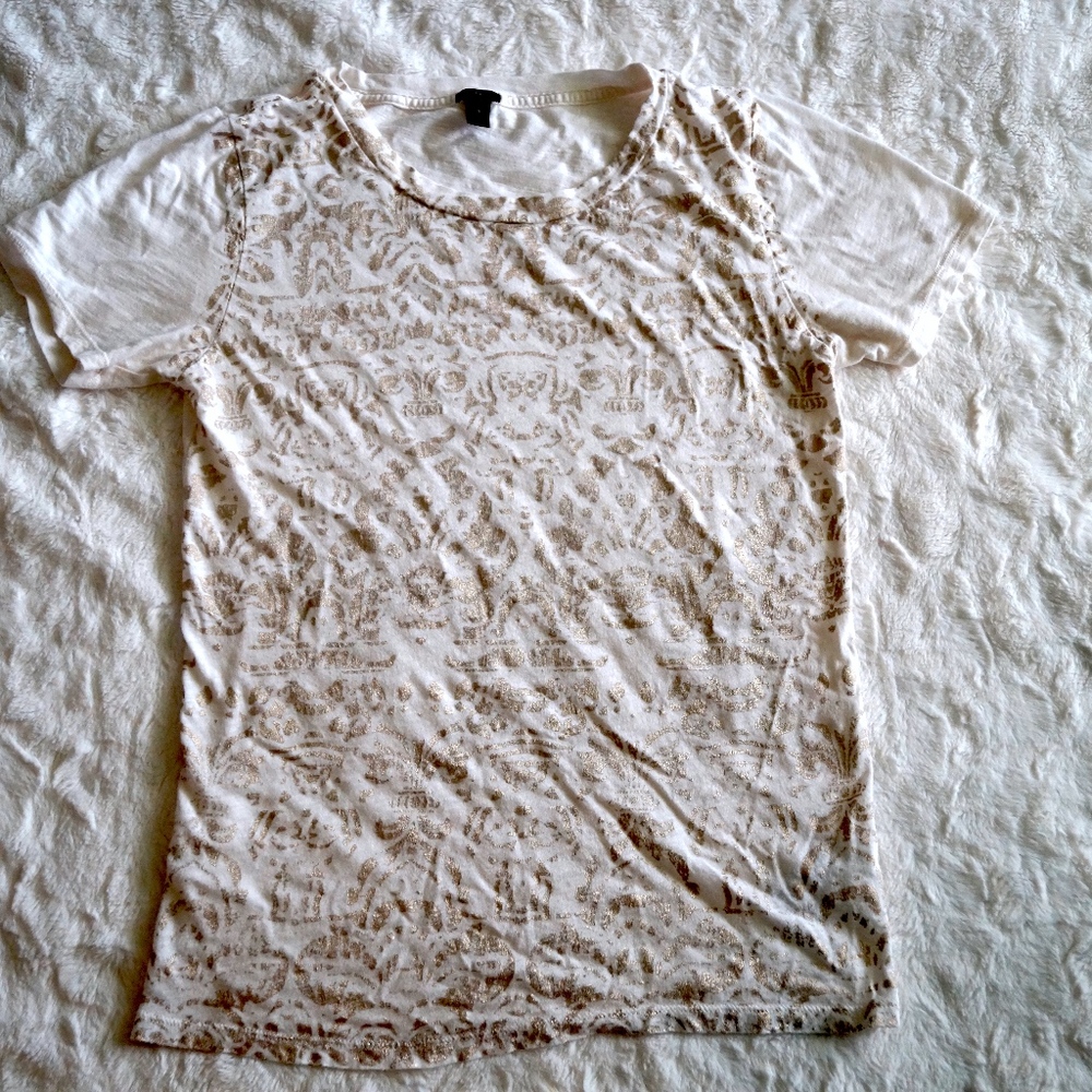 J Crew Women's Gold Foil T-shirt Size Small